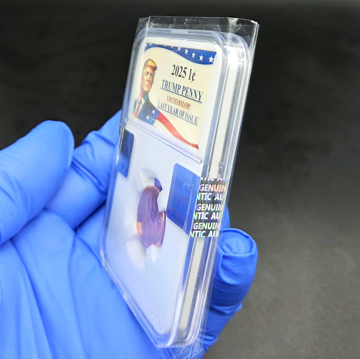 2025 Lincoln Shield Penny Cent DONALD J. TRUMP Counterstamp with Slab Holder!!