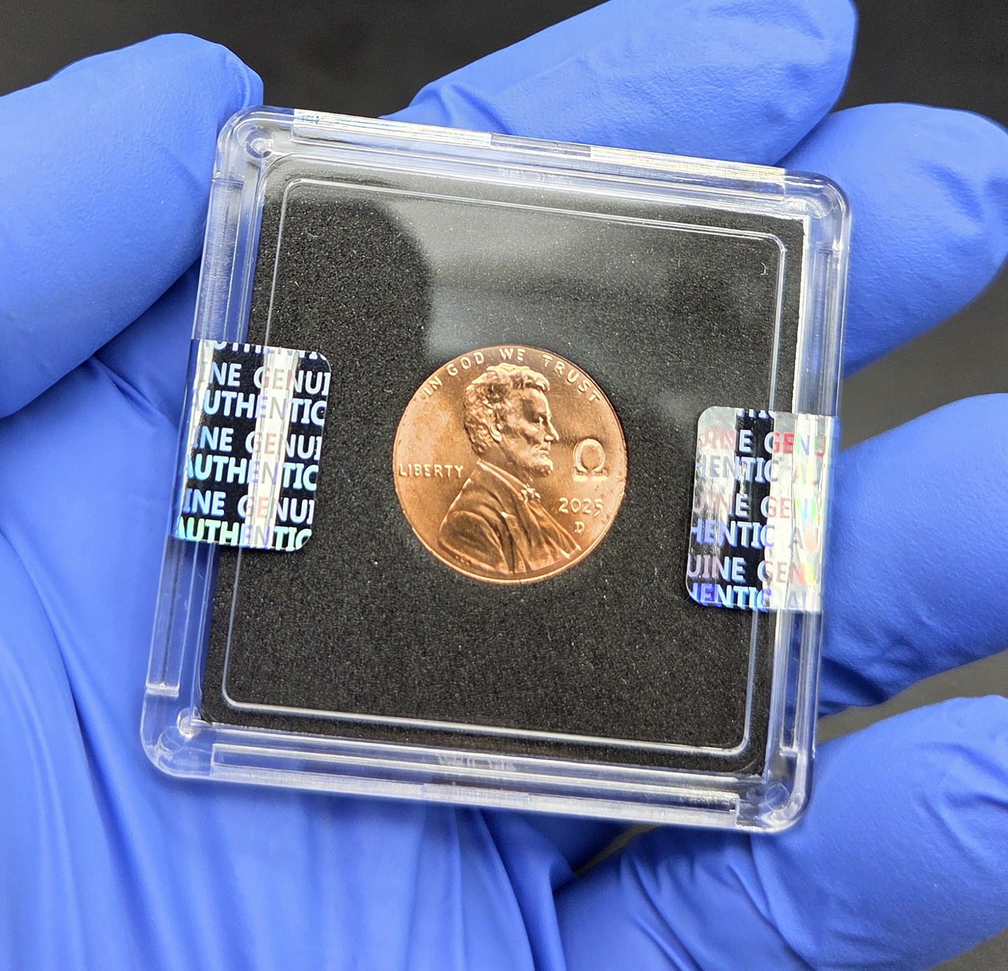2025 Lincoln Penny Cent OMEGA Ω Counterstamp with 2x2 Protector IN STOCK!!