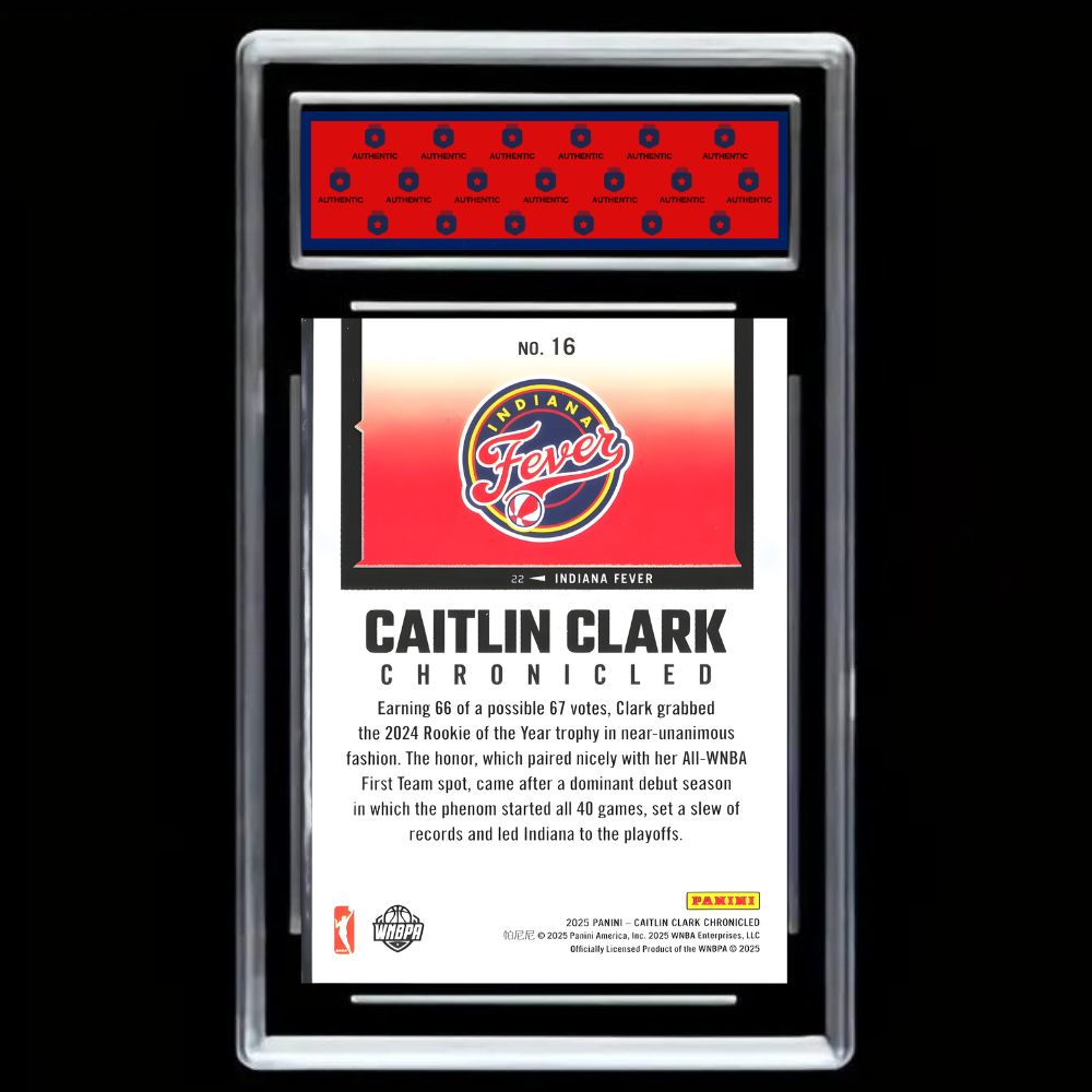 Caitlin Clark Basketball Card 2025 Panini Chronicled #16 Indiana Fever - Graded Gem Mint 10!