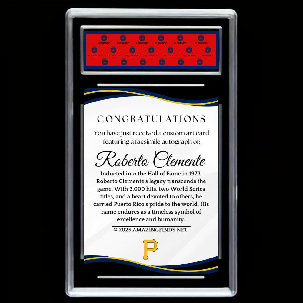Roberto Clemente Card – Puerto Rico Hall Of Fame 1973 Edition & #21 Patch! - GRADED GEM MINT 10!