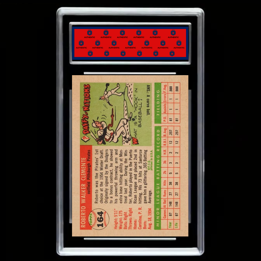 Roberto Clemente 1955 Rookie Reprint Baseball Card! - Graded GEM-MINT 10