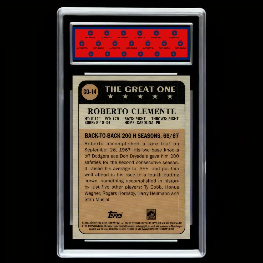 2021 Topps Heritage #GO-14 Roberto Clemente Pittsburgh Pirates The Great One - Graded Gem Mint 10!