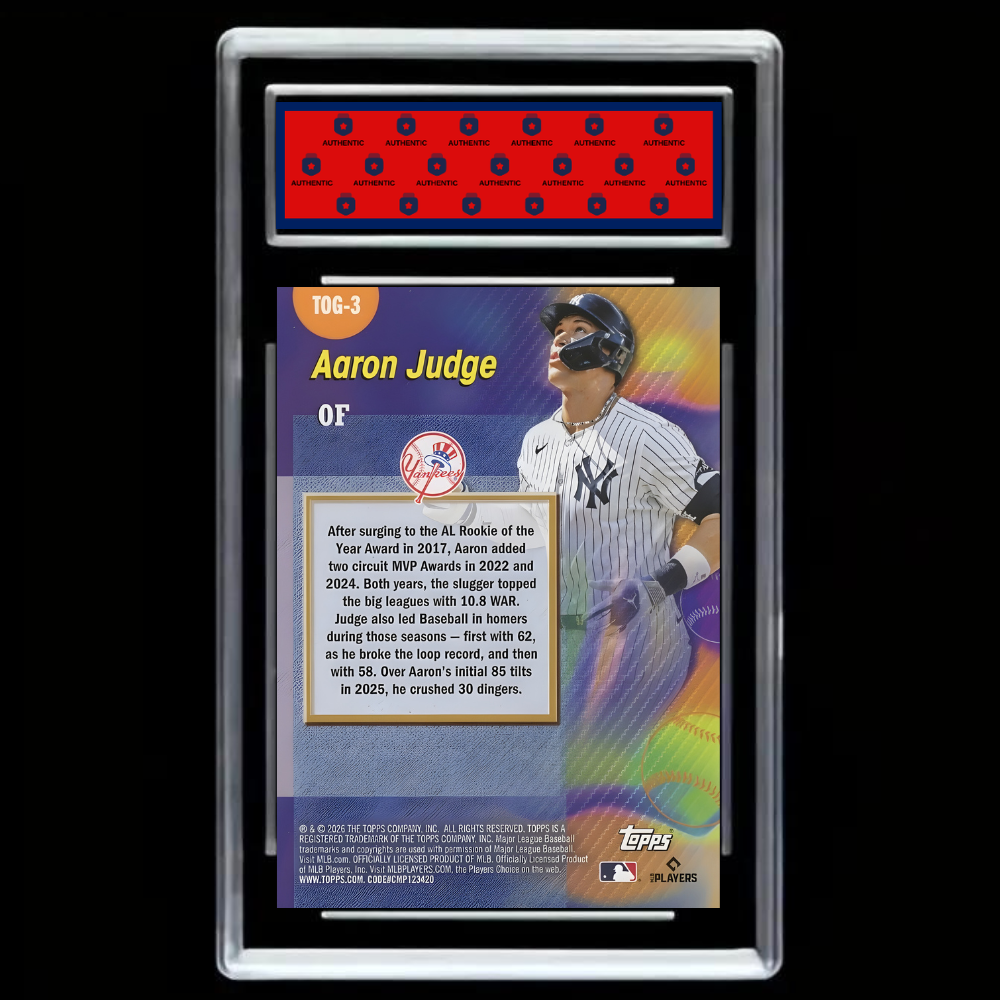 2026 Aaron Judge Titans of the Game #TOG-3 – Yankees GEM MINT 10 Graded Baseball Card