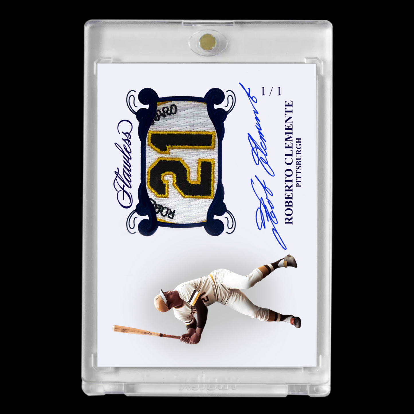 Roberto Clemente #21 Pittsburgh Pirates Facsimile Autograph Patch Baseball Card!