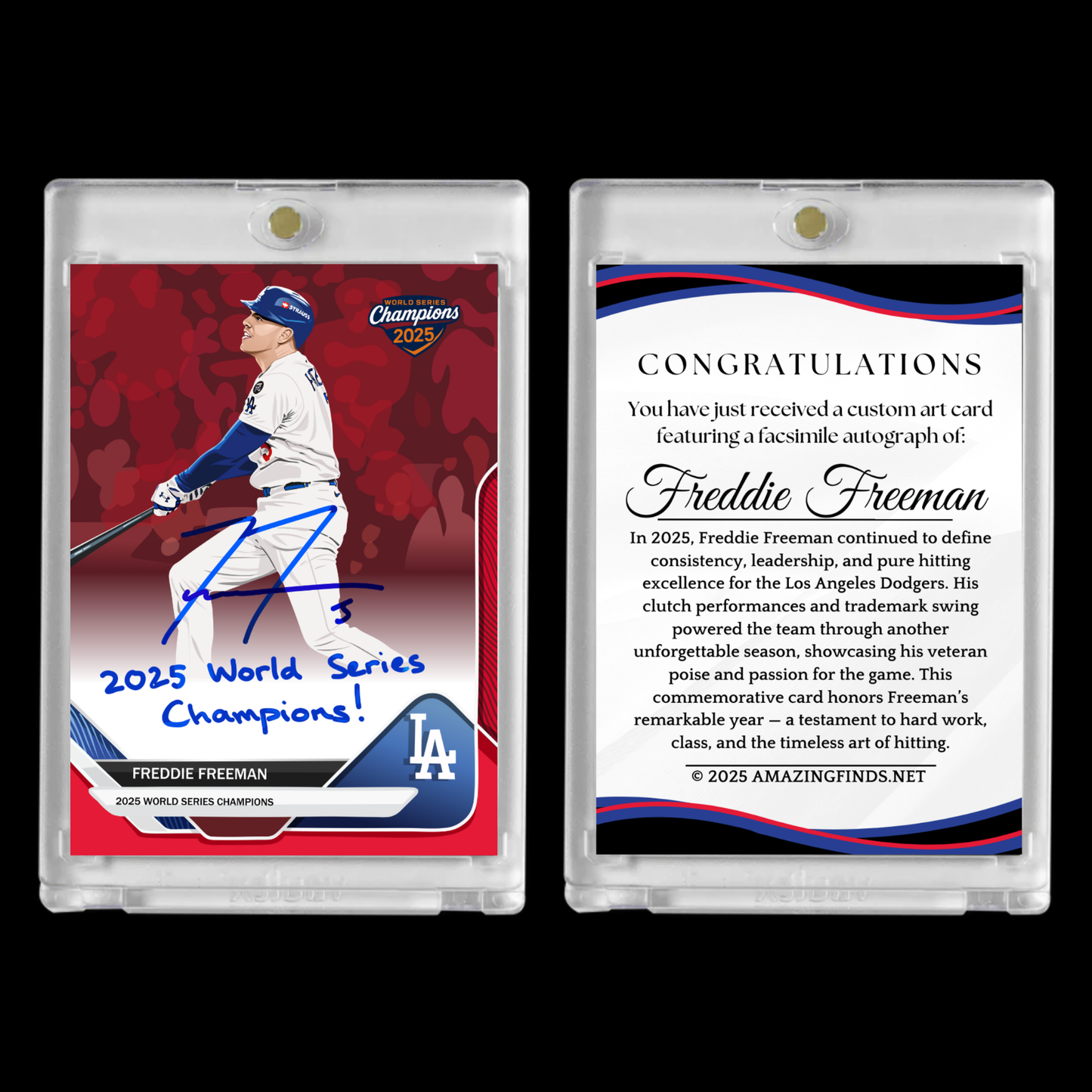 Shohei Ohtani & Freddie Freeman 2025 Dodgers Custom Art Card Set – Printed Signature