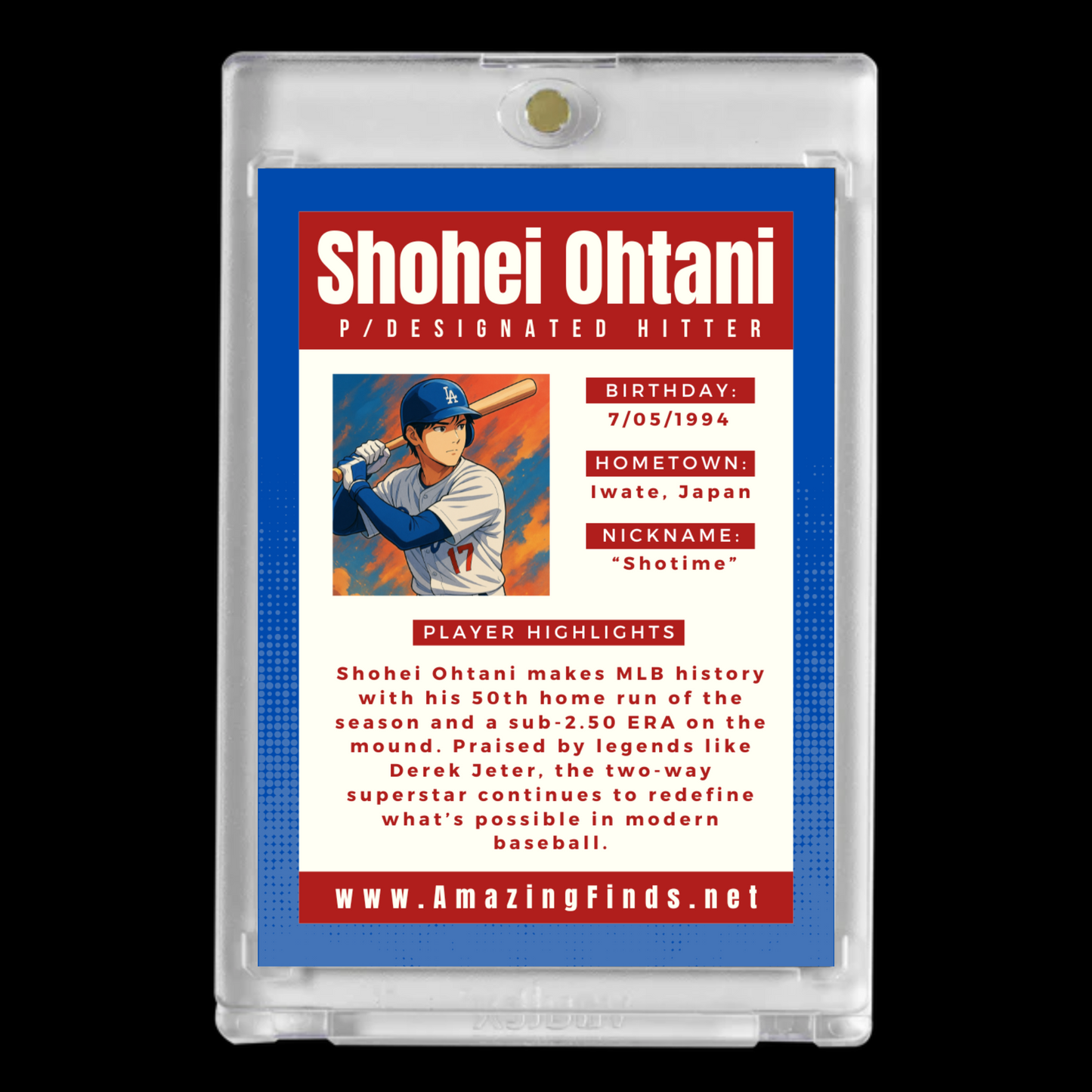 Shohei Ohtani 2025 #17 Los Angeles Dodgers Facsimile Custom Cartoon Anime Style Art Card!