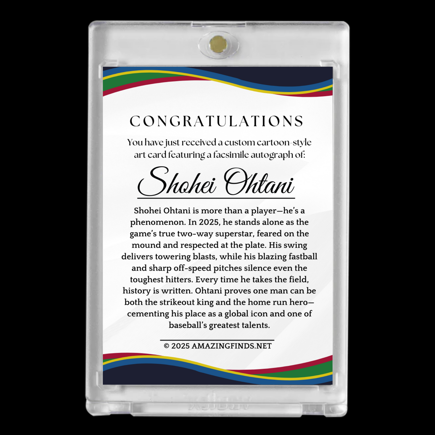 Shohei Ohtani Facsimile Autograph Cartoon-Style Art Card – Amazing Finds Collector’s Edition!