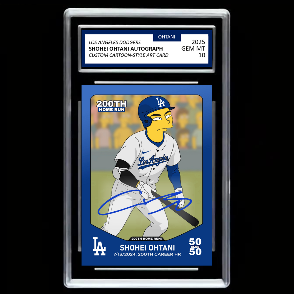 Shohei Ohtani 2025 #17 Los Angeles Dodgers 200TH Home Run Facsimile Autograph Custom Cartoon Style Art Card - GRADED GEM MINT 10!
