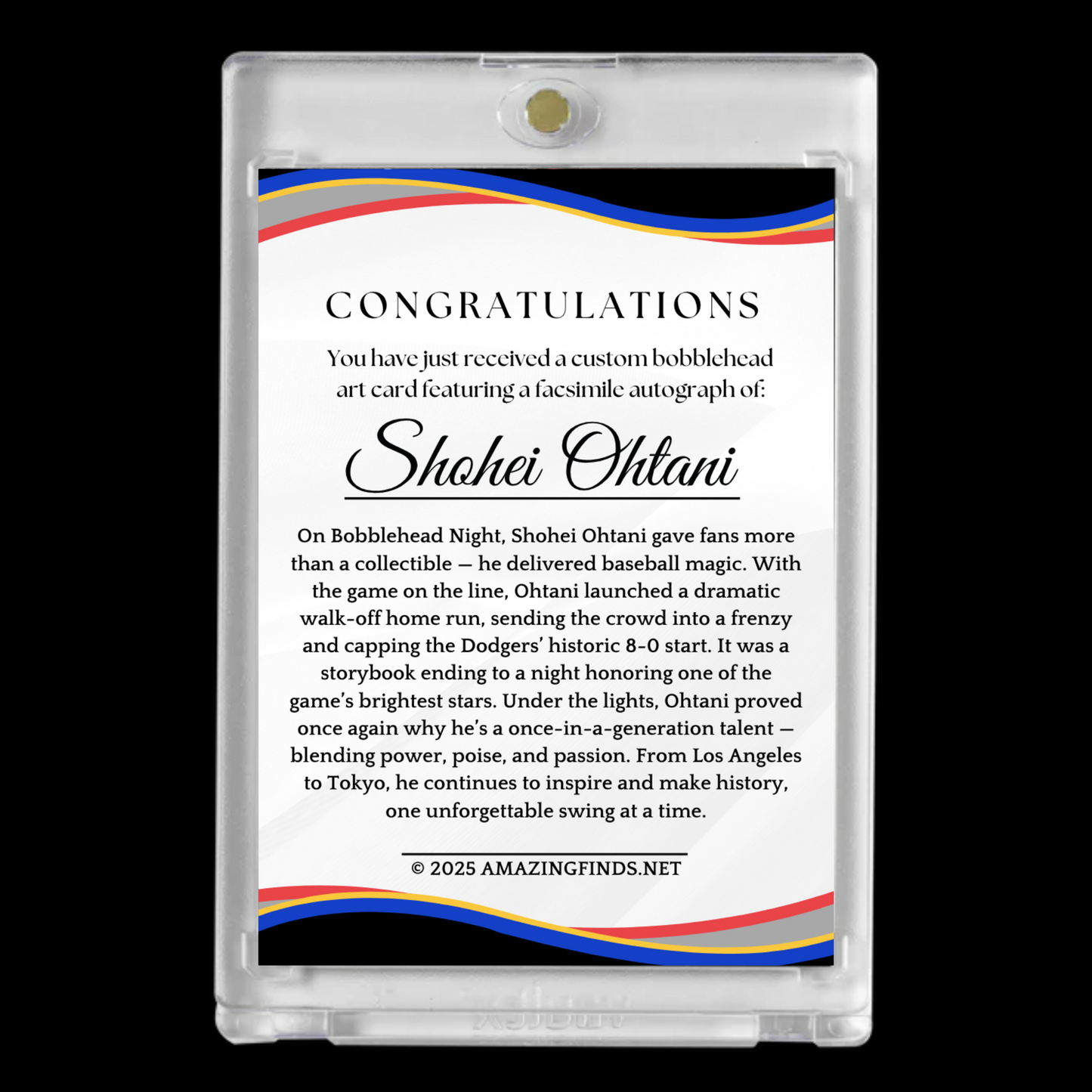 Shohei Ohtani 2025 #17 Los Angeles Dodgers Autograph Bobblehead Card!