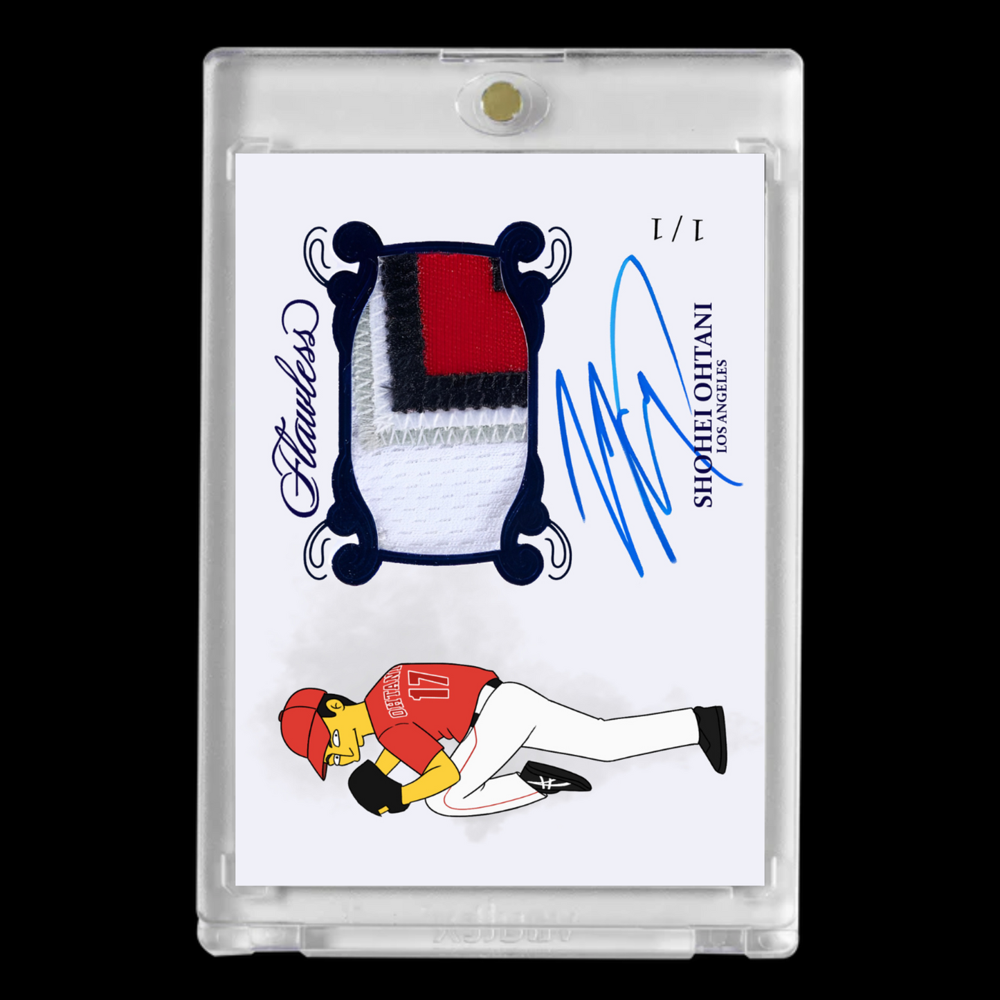 Shohei Ohtani Los Angeles Dodgers Simpsons Rookie Patch Facsimile Autograph Custom Card