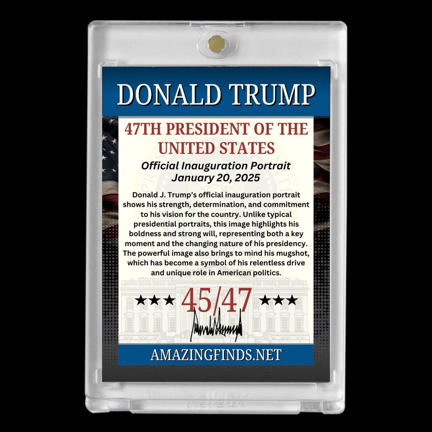 Donald Trump Official Inauguration Portrait Collectible Trading Card MAGA Make America Great Again 2025 Mint Condition