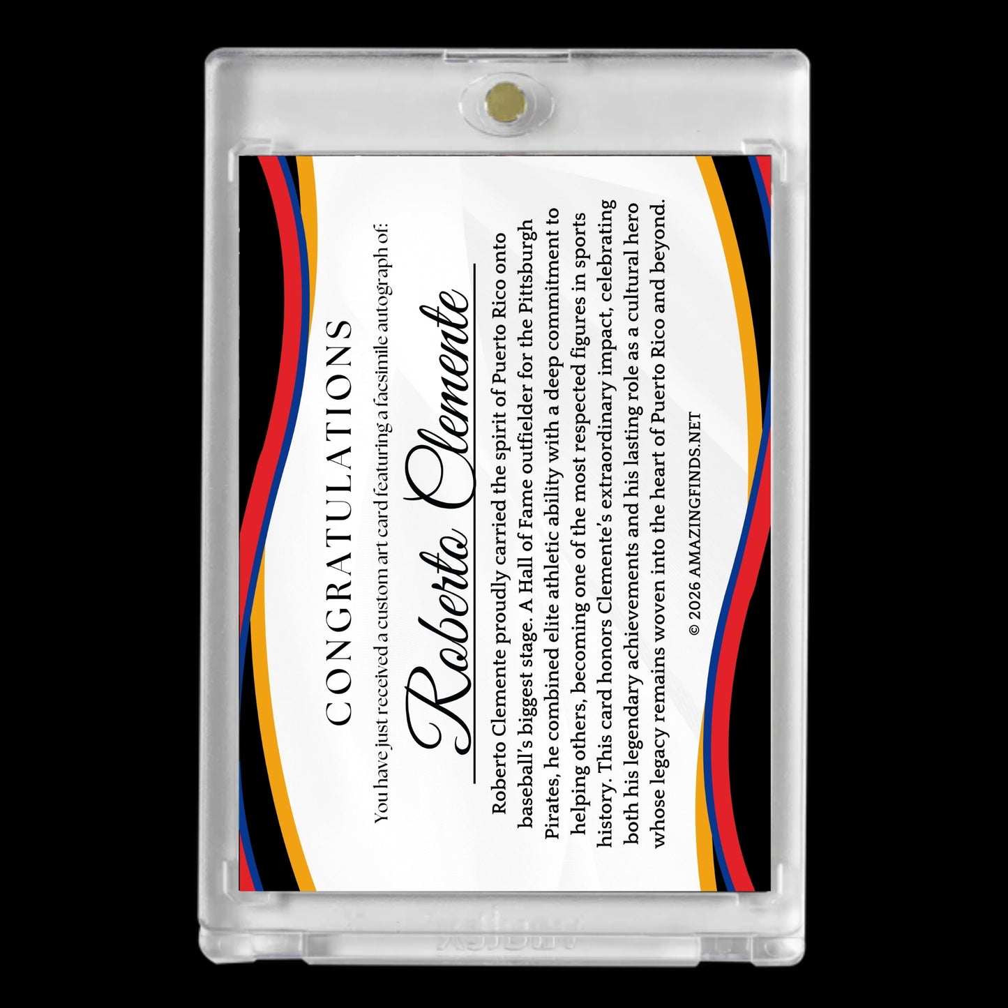 Roberto Clemente Puerto Rico Tribute Custom Art Card – Facsimile Autograph & Patch-Style Artwork