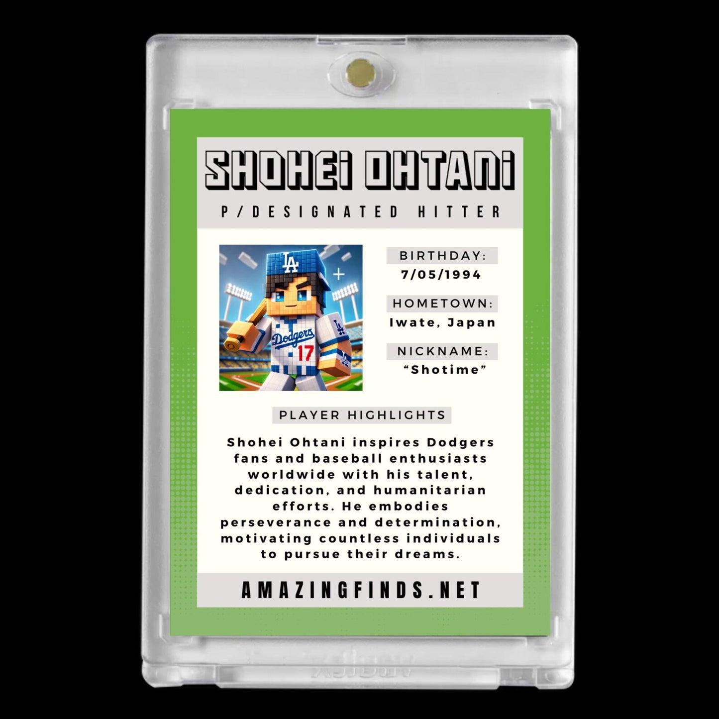 Shohei Ohtani 2025 #17 Los Angeles Dodgers 50/50 Club Minecraft Card!