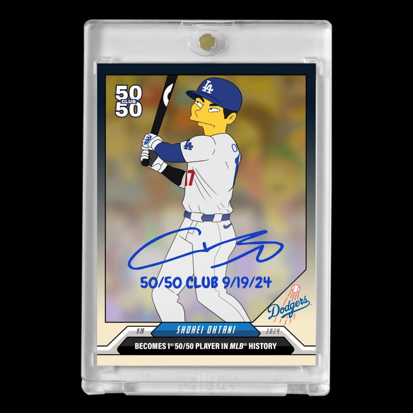 Shohei Ohtani 2024 Dodgers 50/50 Club Card – Simpsons-Style Art + Autograph Finish – LIMITED EDITION!