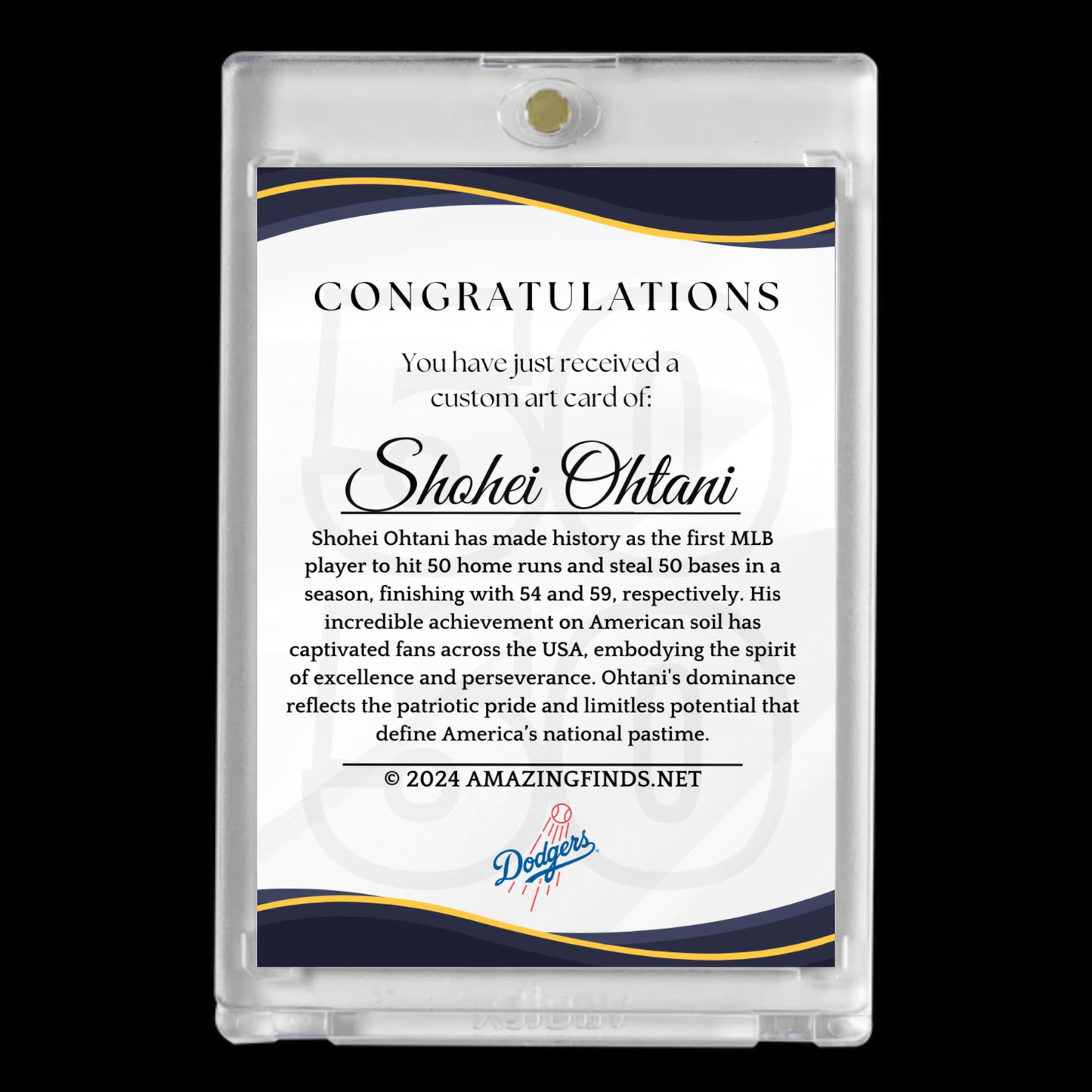 Shohei Ohtani 2024 Dodgers 50/50 Club Card – Simpsons-Style Art + Autograph Finish – LIMITED EDITION!