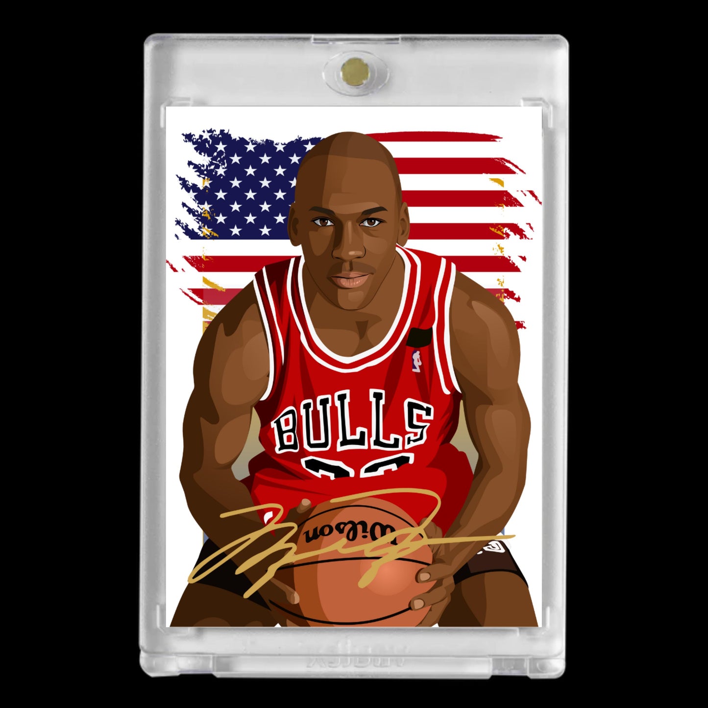 Michael Jordan #23 Chicago Bulls 2025 NBA Basketball Facsimile Autograph Cartoon Art Style Mint Card