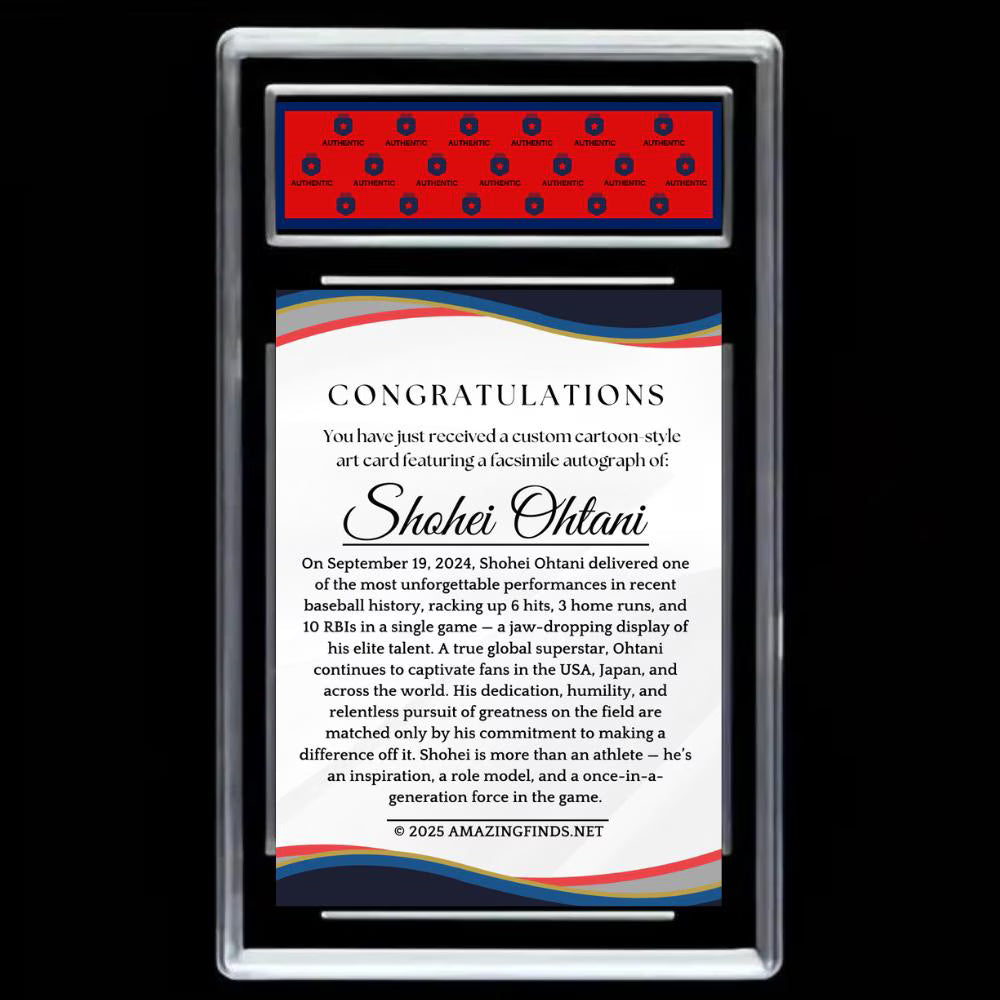 Shohei Ohtani 2025 #17 Los Angeles Dodgers Facsimile Autograph Custom Cartoon Style Art Card - Graded GEM-MINT 10