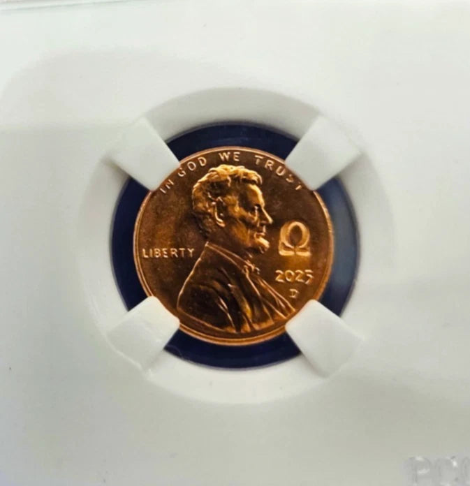 2025 Lincoln Shield Penny Cent OMEGA Ω Counterstamp with Slab Holder IN STOCK!!