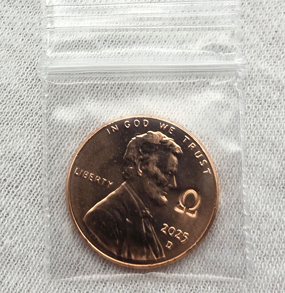 2025 Lincoln Penny Cent OMEGA Ω Counterstamp IN STOCK + FREE SHIP!!
