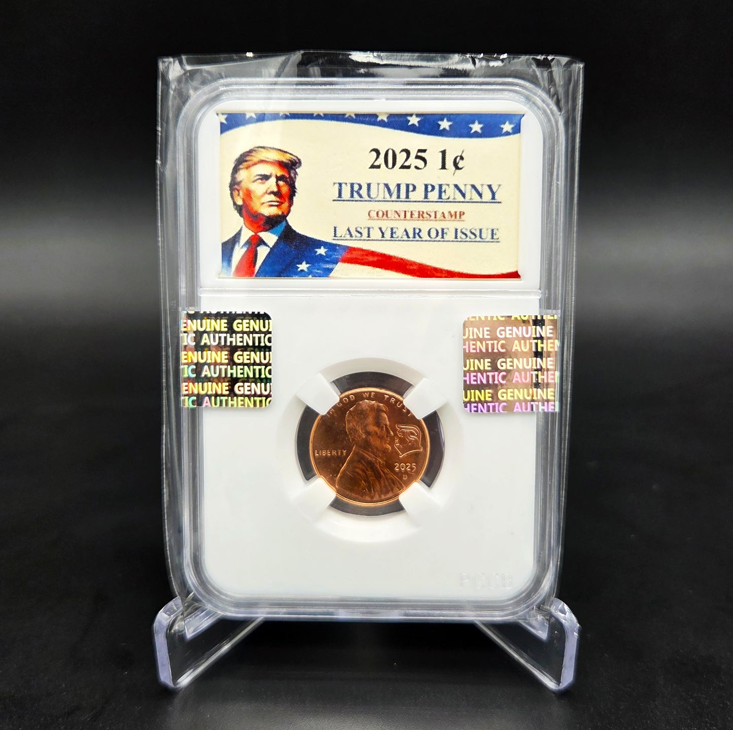 2025 Lincoln Shield Penny Cent DONALD J. TRUMP Counterstamp with Slab Holder!!
