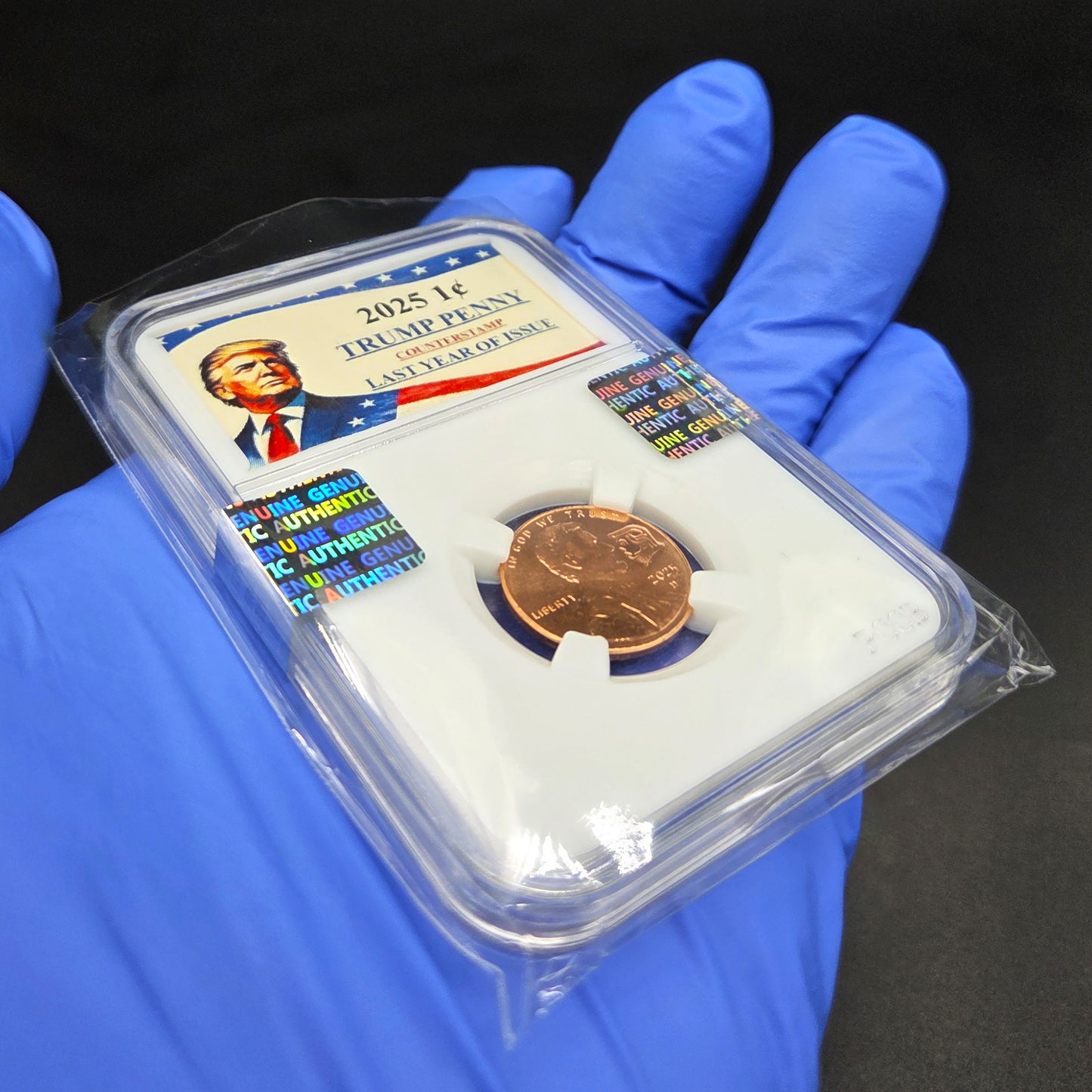 2025 Lincoln Shield Penny Cent DONALD J. TRUMP Counterstamp with Slab Holder!!