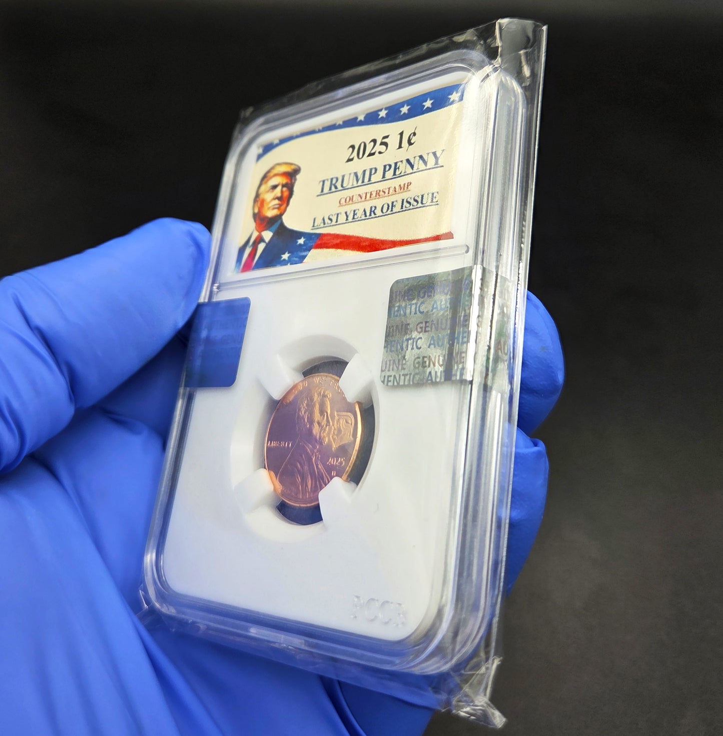 2025 Lincoln Shield Penny Cent DONALD J. TRUMP Counterstamp with Slab Holder!!