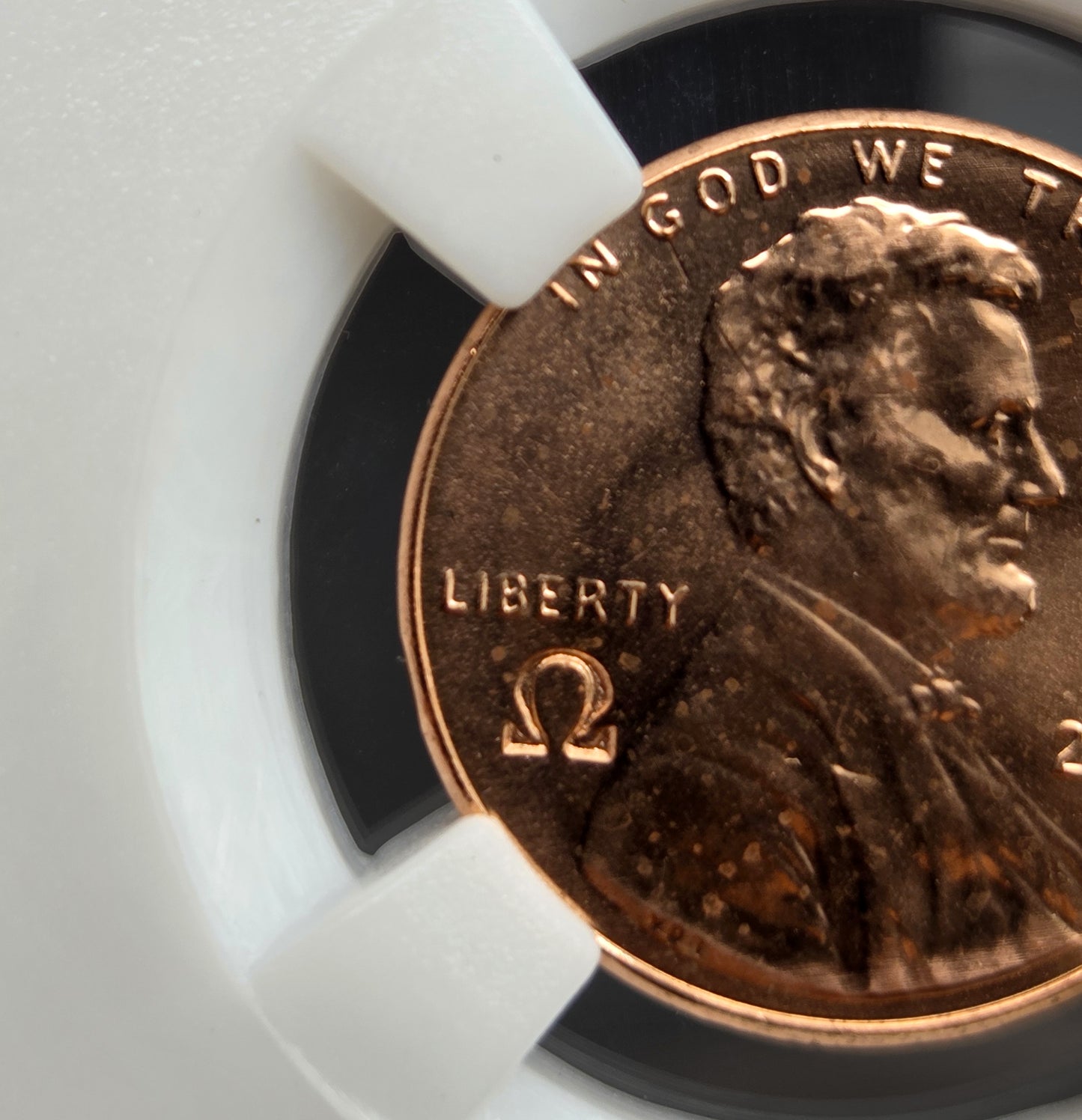 2025 Lincoln Shield Penny Cent OMEGA Ω Counterstamp with Slab Holder IN STOCK!!
