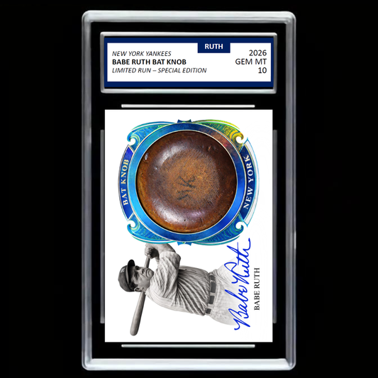 Babe Ruth Memorabilia Card – New York Yankees Bat Knob Edition - GRADED Gem MINT 10!