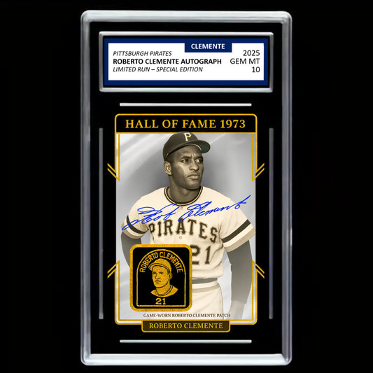 Roberto Clemente Card – Puerto Rico Hall Of Fame 1973 Edition & #21 Patch! - GRADED GEM MINT 10!