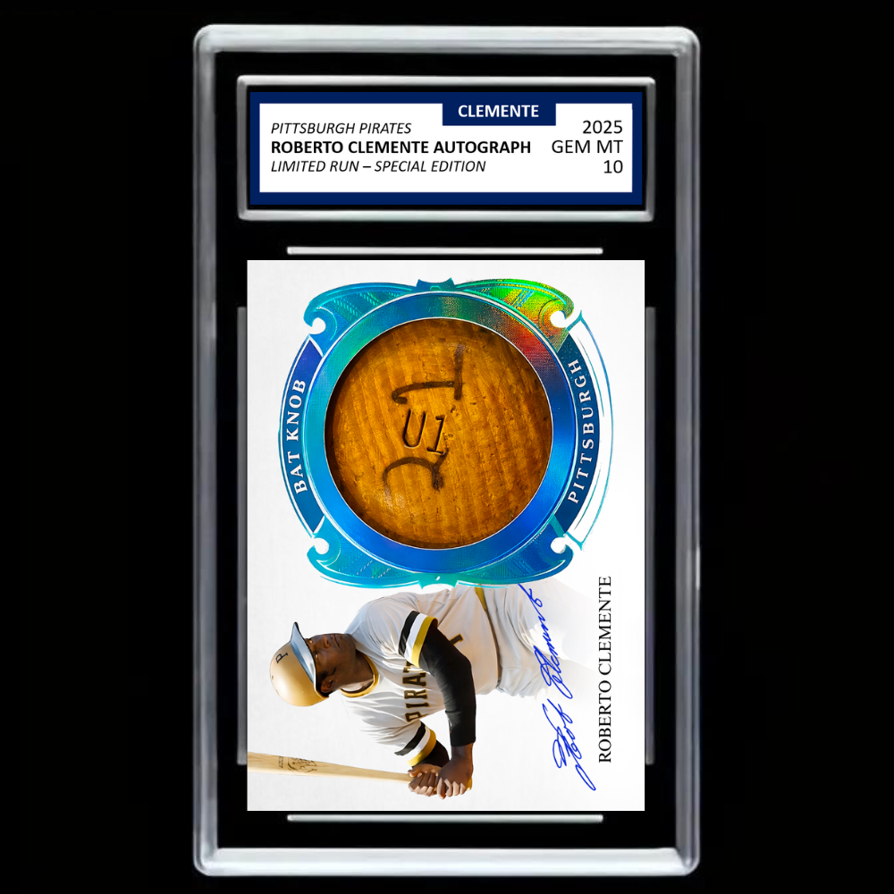 Roberto Clemente Memorabilia Card – Puerto Rico Bat Knob Edition - GRADED GEM MINT 10!