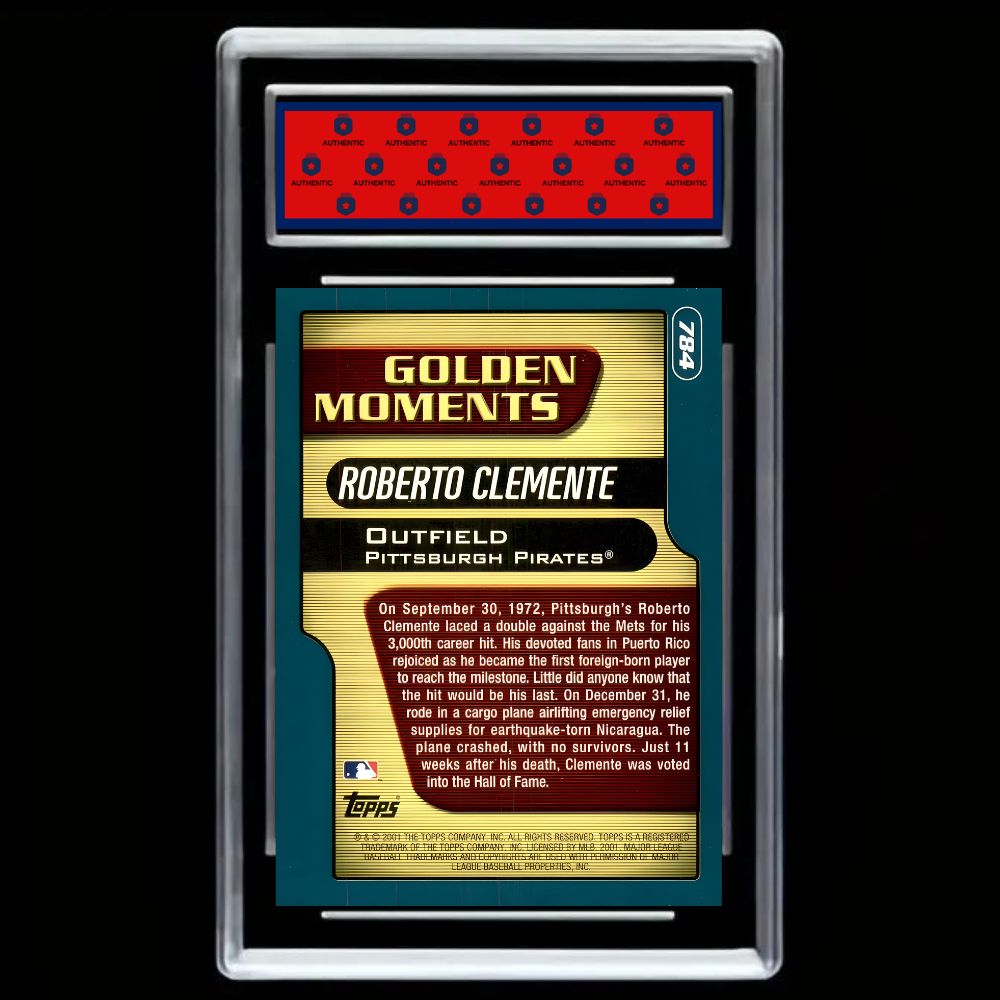 Topps 2001 Golden Moments Roberto Clemente #784 Pittsburgh Pirates Limited Ed - Graded Gem Mint 10!