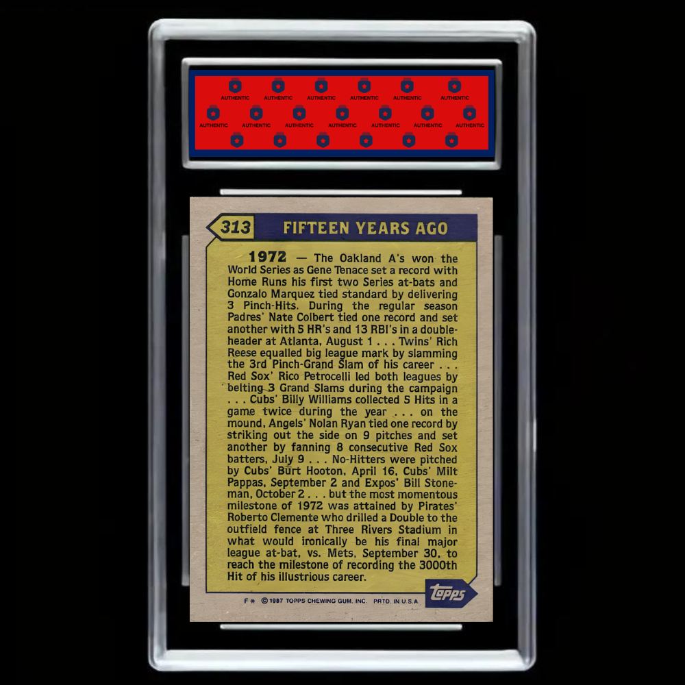 Roberto Clemente 1987 Topps #313 Pittsburgh Pirates - Graded Gem Mint 10!