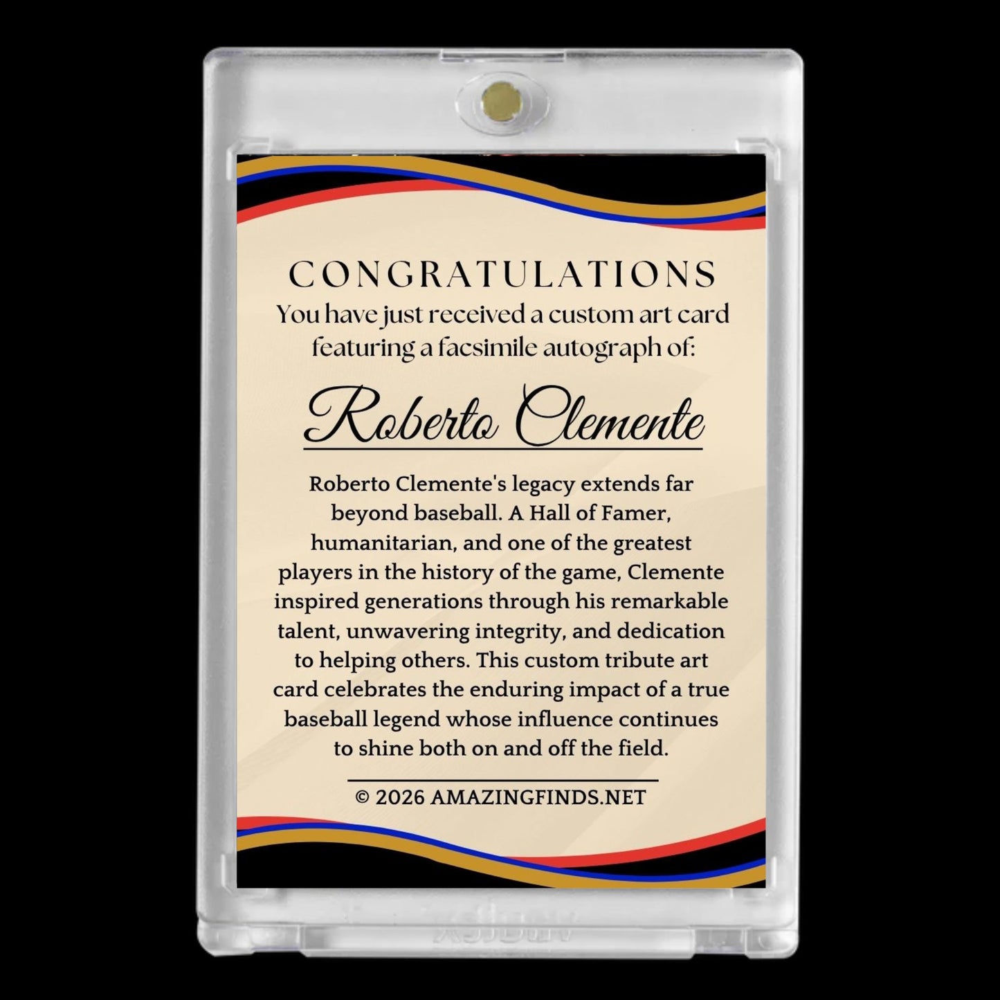 Roberto Clemente Puerto Rico Tribute Custom Art Card – Facsimile Autograph & Patch-Style Artwork
