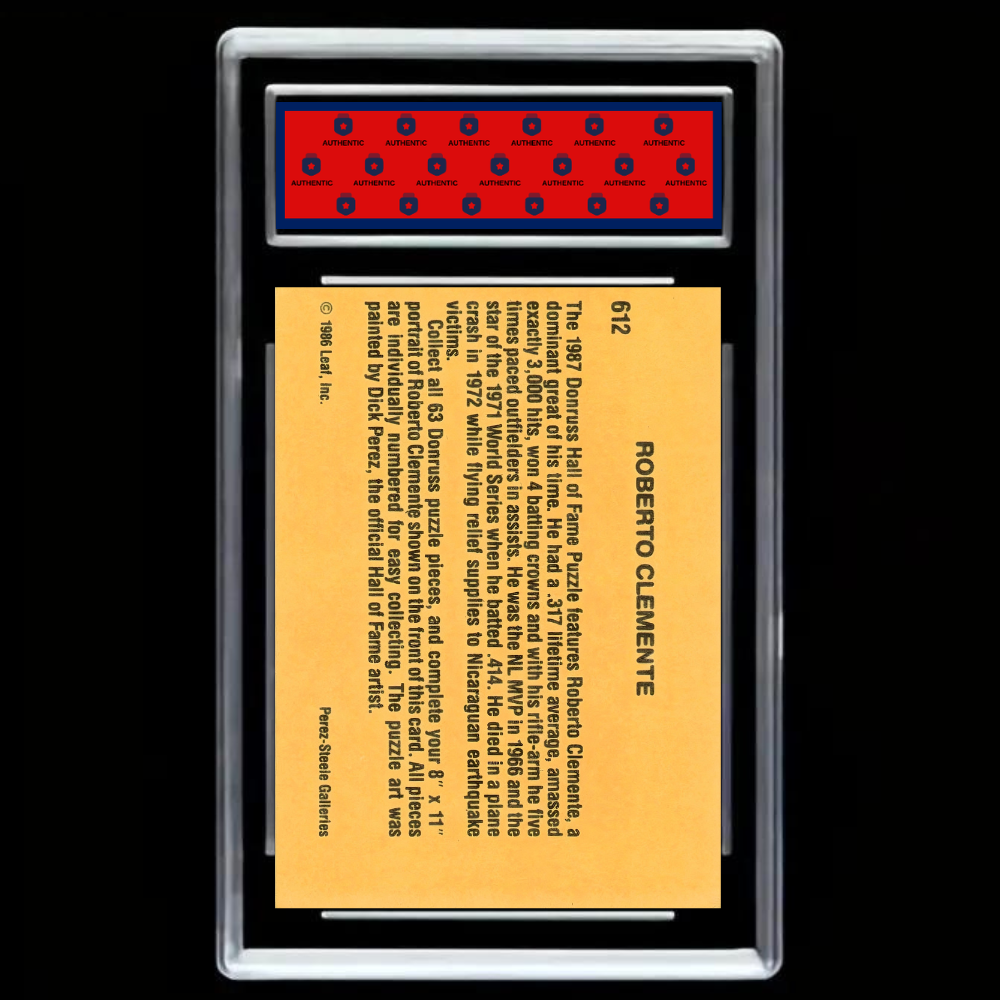 1987 Donruss Puzzle Card #612 Roberto Clemente Pirates HOF - GRADED GEM MINT 10!