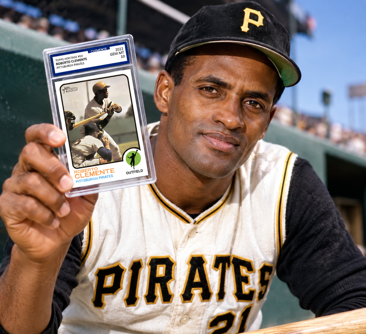 2022 Topps Heritage Roberto Clemente #50 GEM MINT 10 – Pittsburgh Pirates Baseball Legend