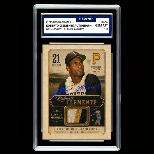 Roberto Clemente Puerto Rico Tribute Custom Art Card – Facsimile Autograph & Patch-Style Artwork - Graded Gem Mint 10!