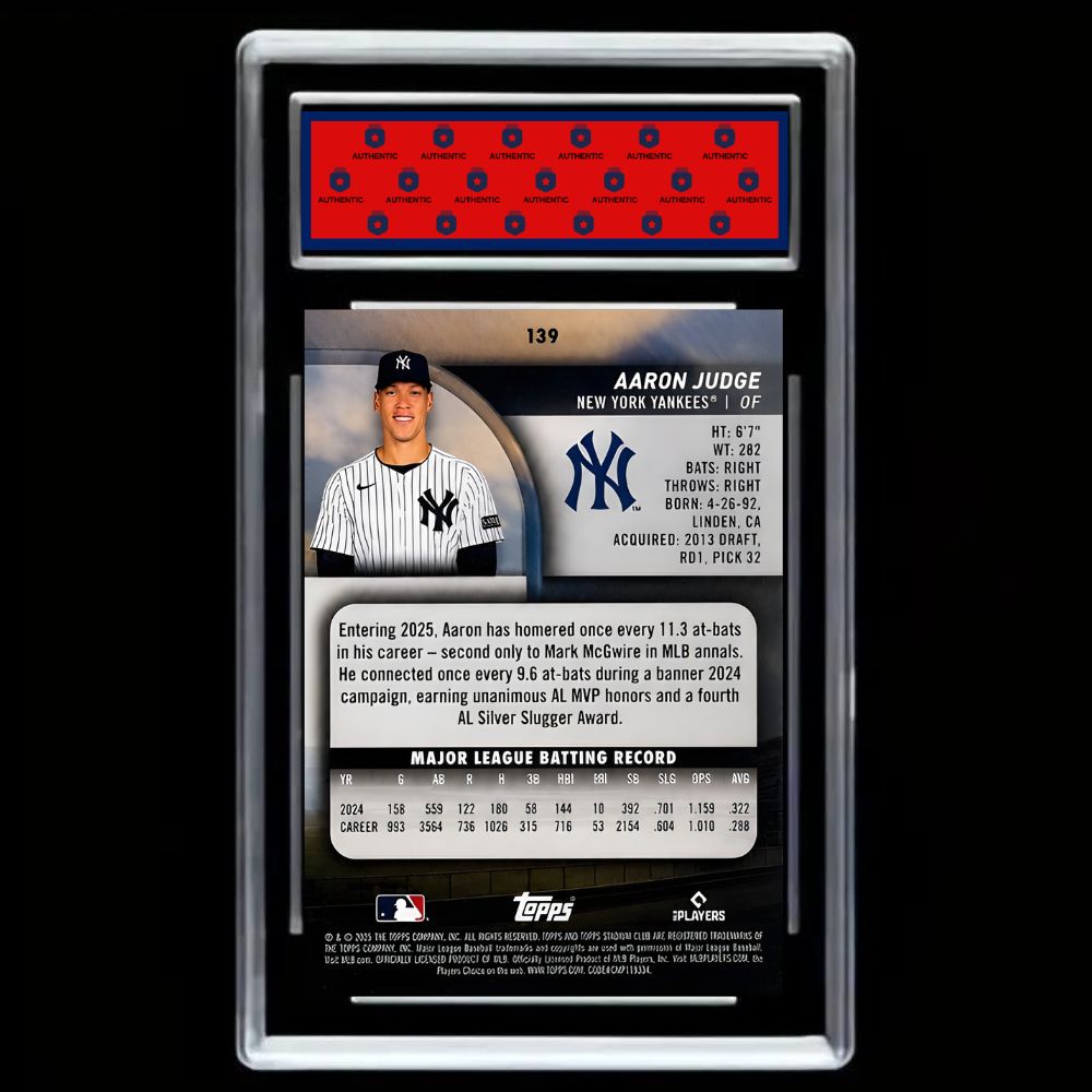 2025 Stadium Club Aaron Judge #139 New York Yankees - Graded Gem Mint 10!