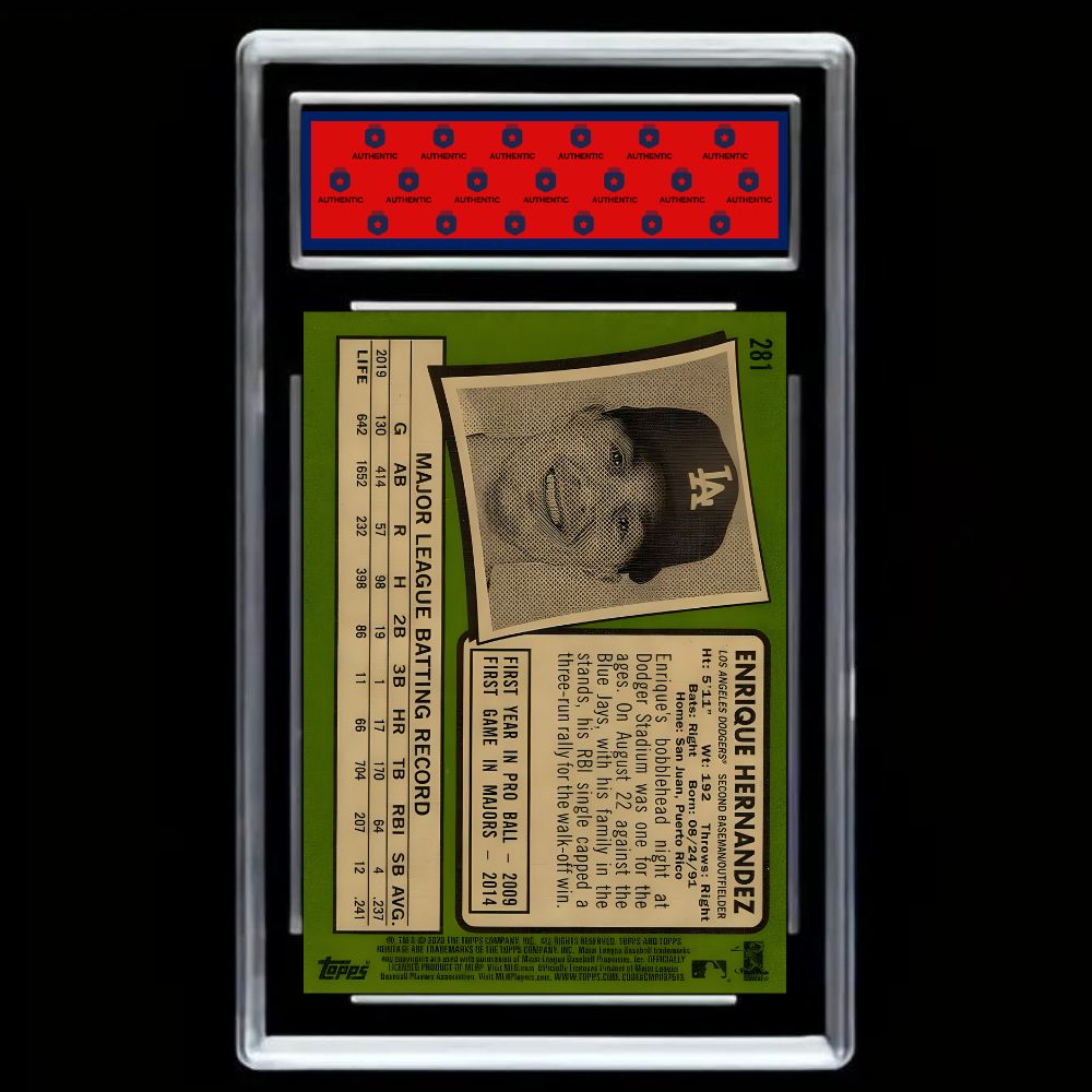 Enrique Hernandez 2020 Topps Heritage Los Angeles Dodgers #281 - Graded Gem Mint 10!