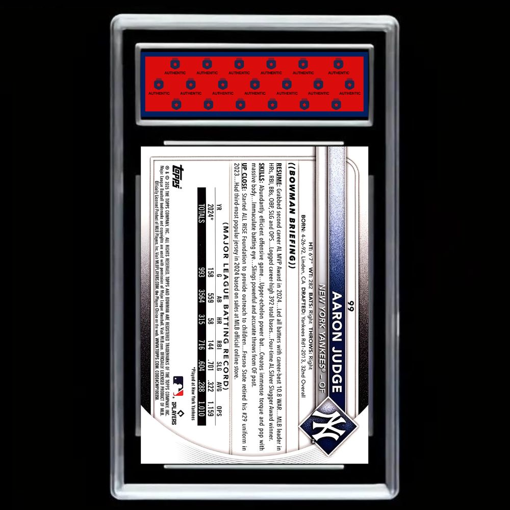 Aaron Judge 2025 Bowman #99 New York Yankees - Graded Gem Mint 10!