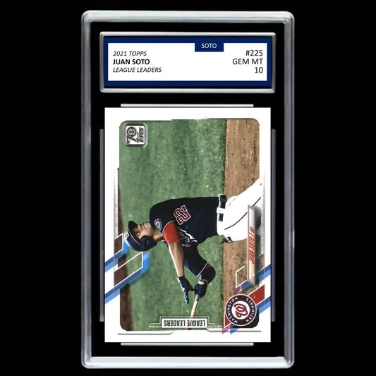 2021 Topps Baseball S1 #225 Juan Soto Topps 70th LEAGUE LEADERS Nationals - Graded Gem Mint 10!