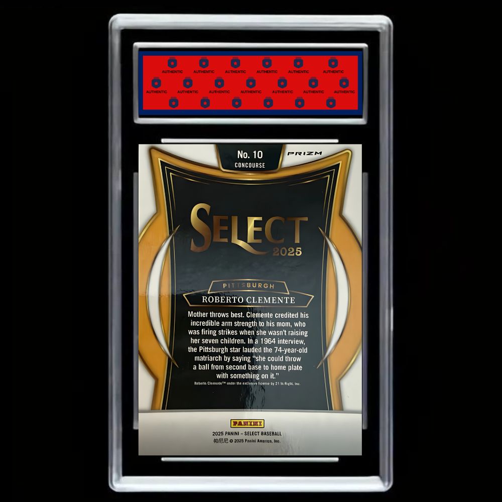 2025 Panini Select #10 Roberto Clemente Green Flash Prizm - Graded Gem Mint 10!