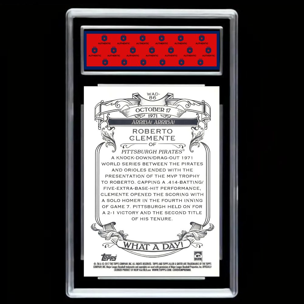 Roberto Clemente 2017 Topps Allen & Ginter #WAD-86 What a Day! - Graded Gem Mint 10!