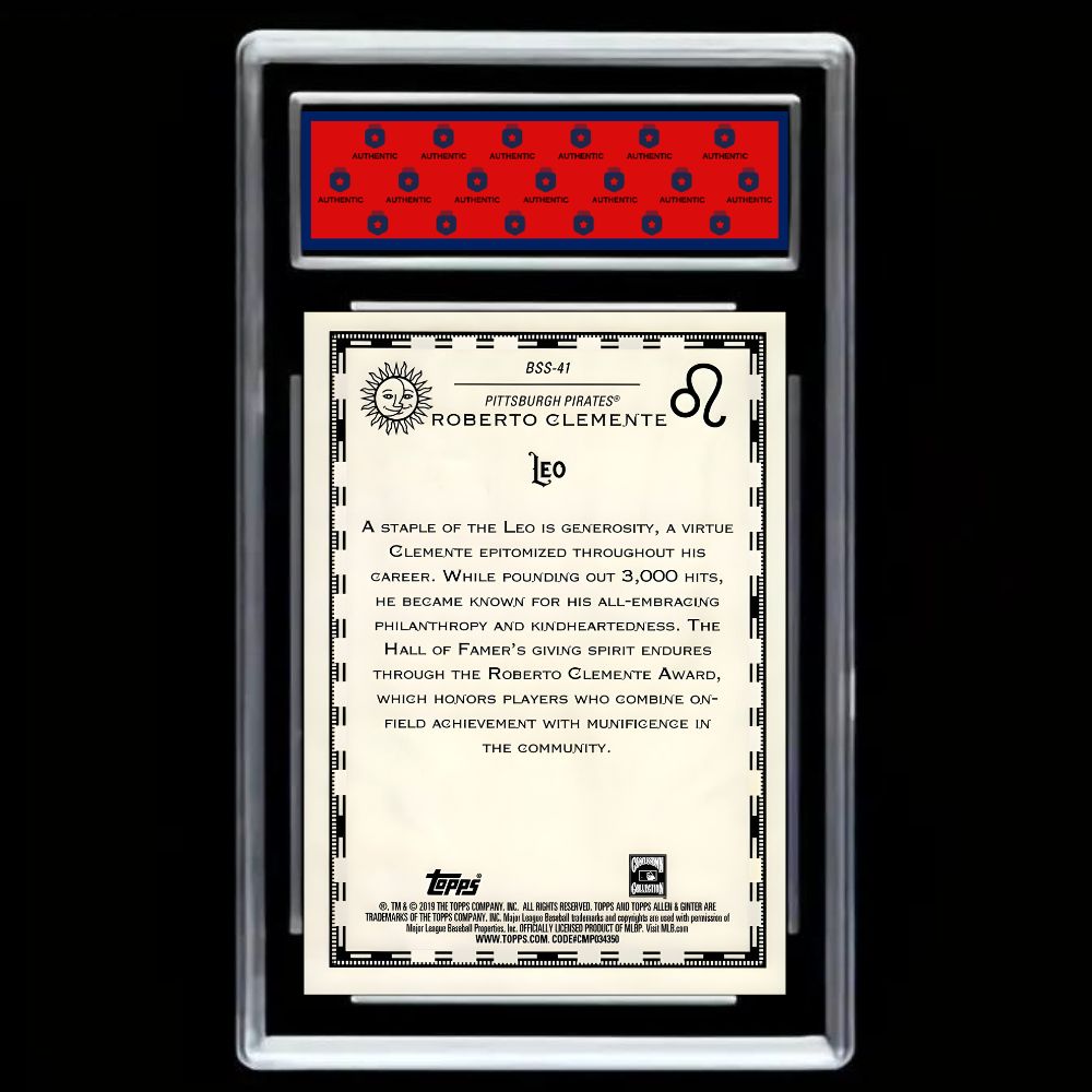 Roberto Clemente 2019 Topps Allen & Ginter Baseball Star Signs Insert #BSS-41 - Graded Gem Mint 10!