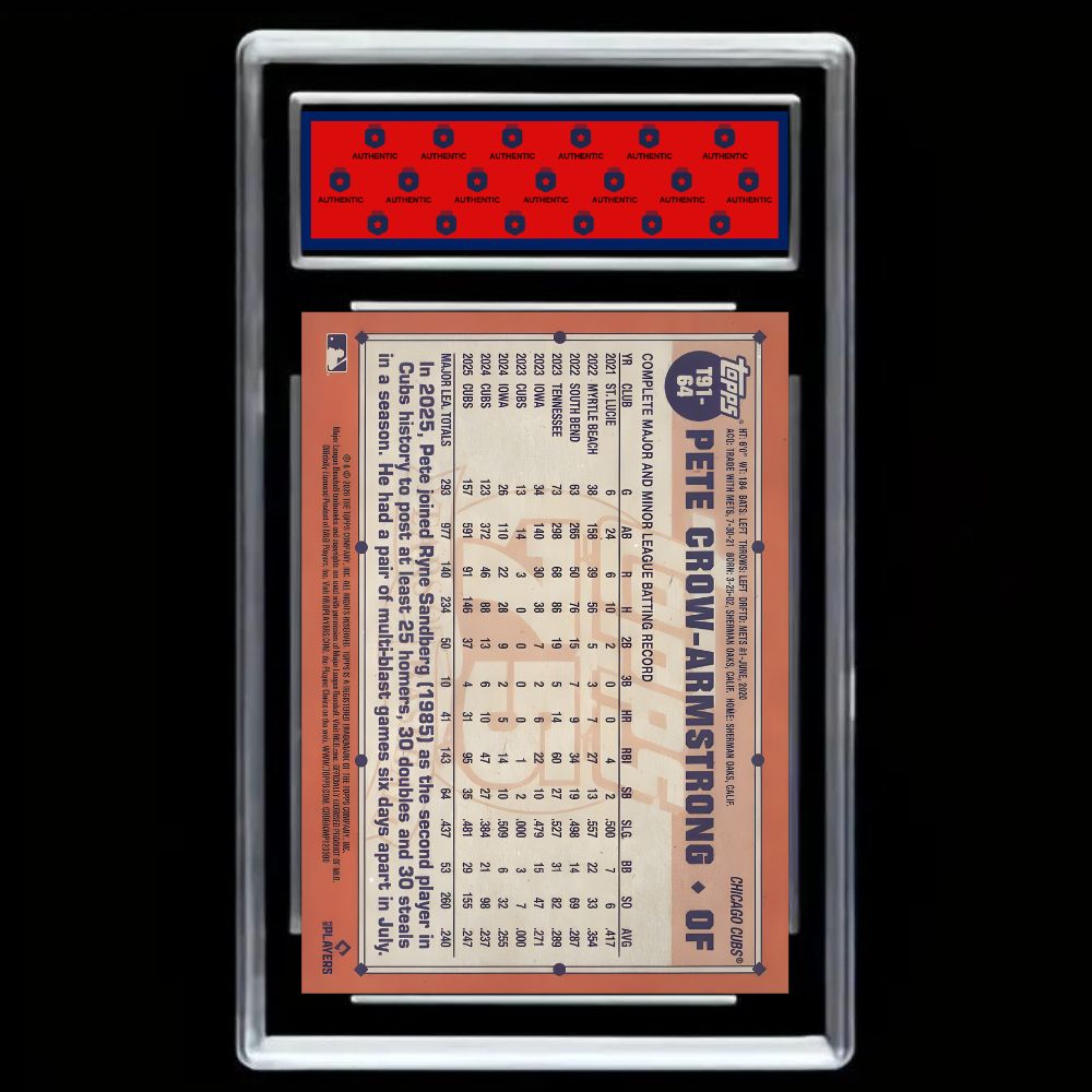 2026 Topps Pete Crow-Armstrong #T91-64 GEM MINT 10 – Chicago Cubs 75th Anniversary Baseball Card