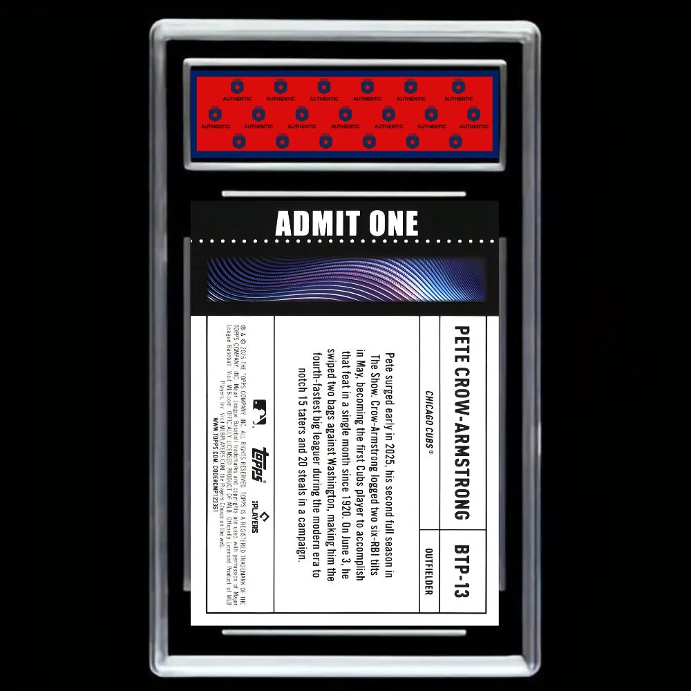 2026 Pete Crow-Armstrong Chicago Cubs Big Ticket Player #BTP-13 GEM MINT 10 Graded Card – Topps Baseball Collectible
