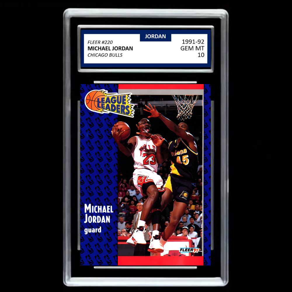1991-92 Fleer Michael Jordan #220 League Leaders – Chicago Bulls GEM MINT 10 Basketball Card