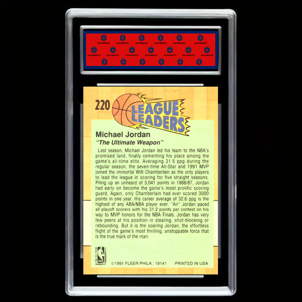1991-92 Fleer Michael Jordan #220 League Leaders – Chicago Bulls GEM MINT 10 Basketball Card
