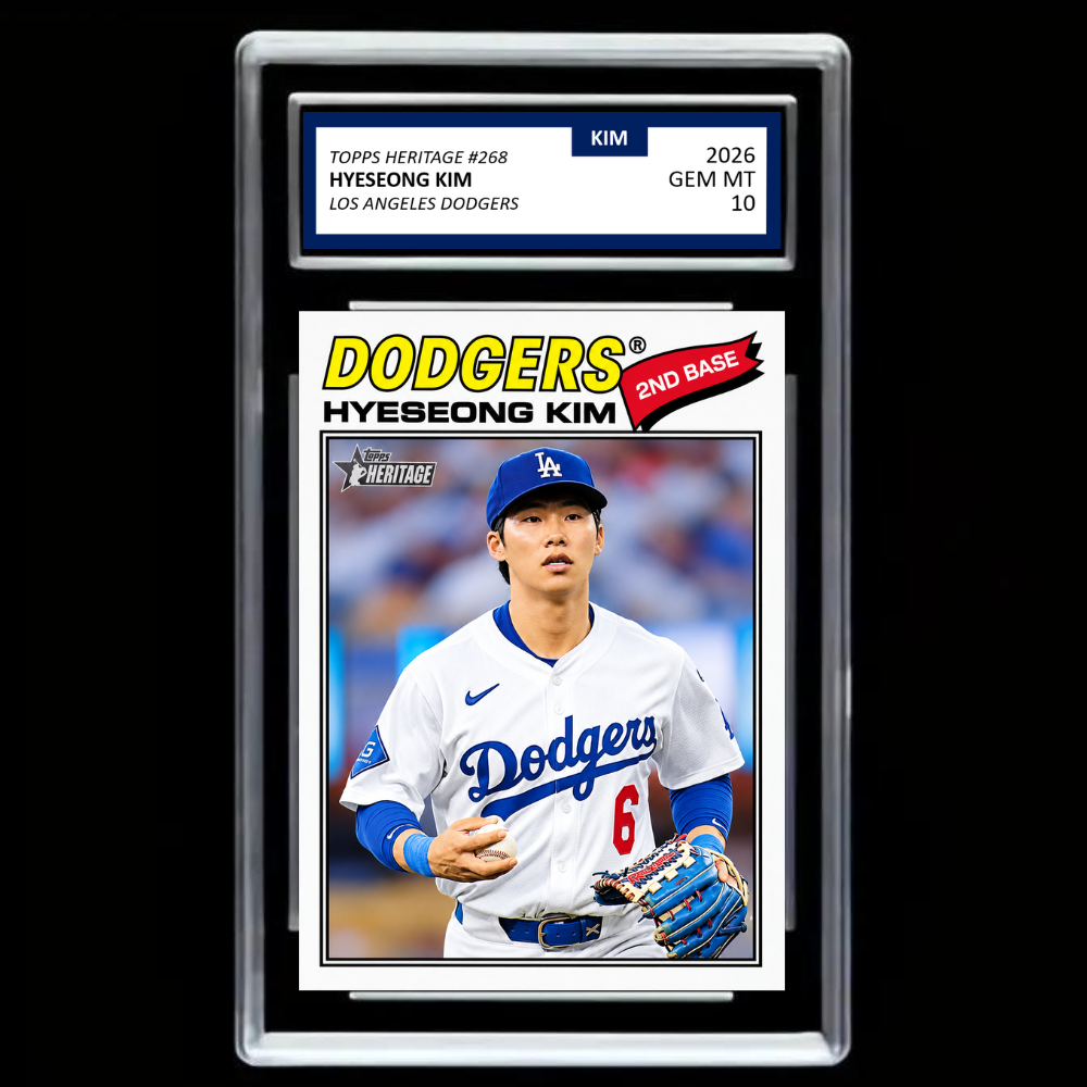 2026 Topps Heritage Hyeseong Kim #268 – Los Angeles Dodgers – GEM MINT 10 Graded-Style Baseball Card!