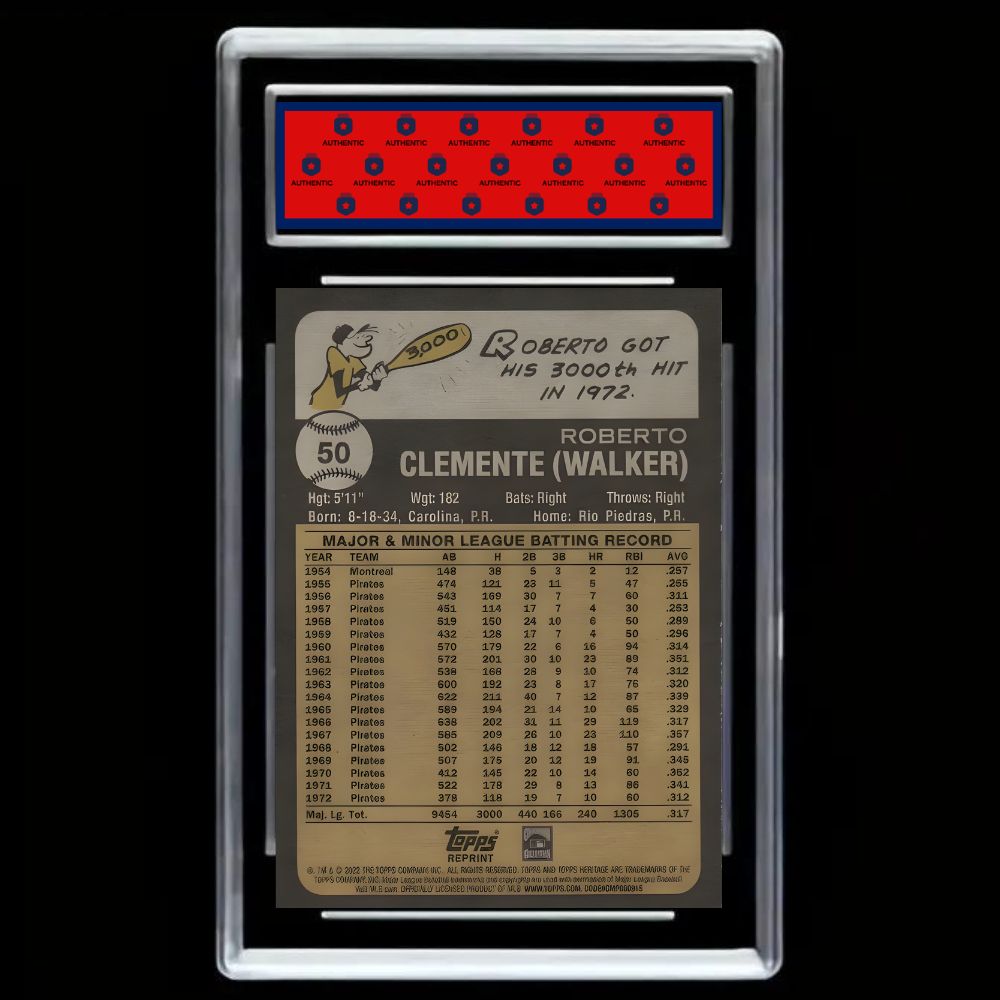 2022 Topps Heritage Roberto Clemente #50 GEM MINT 10 – Pittsburgh Pirates Baseball Legend
