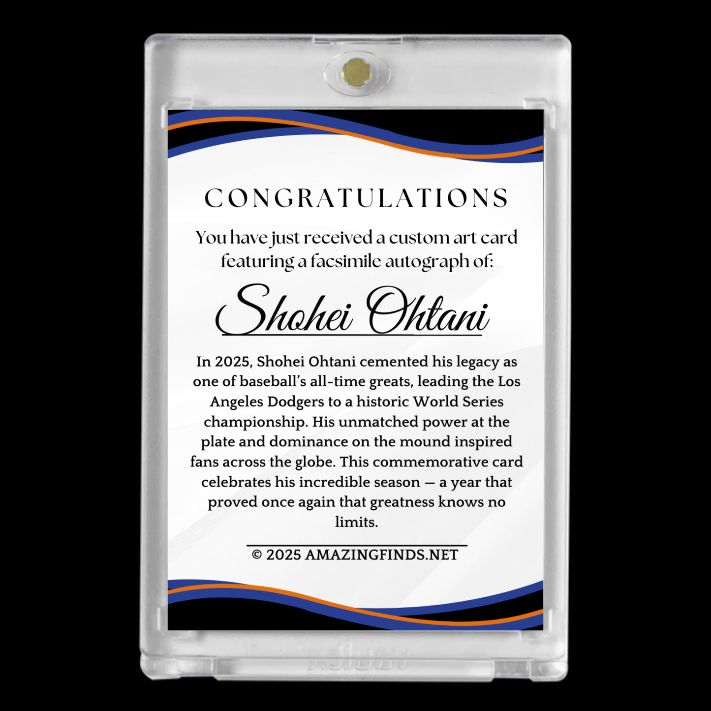 Shohei Ohtani 2025 #17 LA Dodgers Facsímile Auto Cartoon Art Card - Limited Ed!